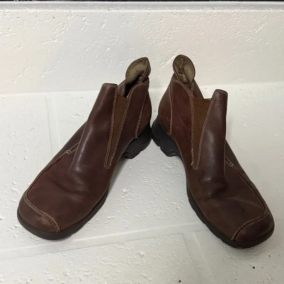 Timberland Brown Leather Ankle Boots Women’s Size 9 Smart Comfort Slip-On - Picture 14 of 16